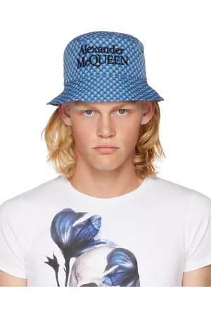 Alexander McQueen Men Hats - Blue Skull Dots Bucket Hat