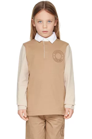 Burberry Polo Shirts - Kids Beige Embroidered Polo