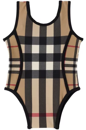 Burberry Baby Swimsuits - Baby Beige Vintage Check One-Piece Swimsuit