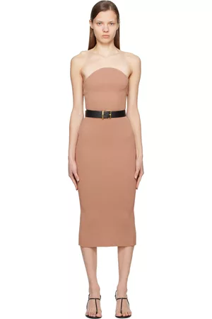 Khaite Women Strapless Dresses - Tan 'The Rumer' Midi Dress