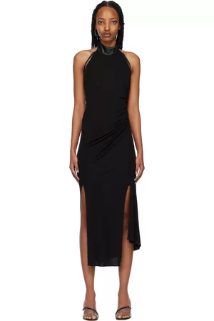 Helmut Lang Women Halter Neck Dresses - Black Halter Midi Dress