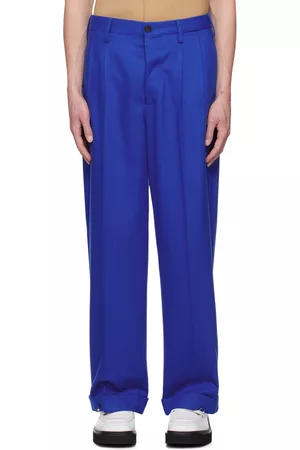 Marni Men Suit Pants - Blue Tuxedo-Style Trousers