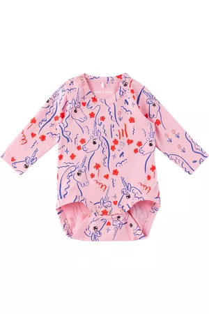 Mini Rodini Rompers - Baby Pink Scottish Unicorns Bodysuit