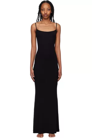 SKIMS Black Scoop Neck Maxi Dress