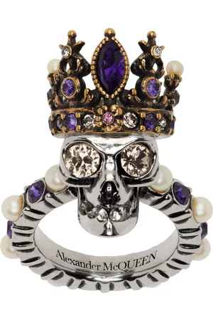 Alexander McQueen Gunmetal Skull Queen Ring