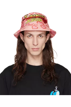 J.W.Anderson Men Hats - Pink Hearts Bucket Hat
