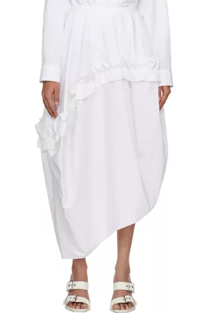Alexander McQueen White Ruffle Midi Skirt