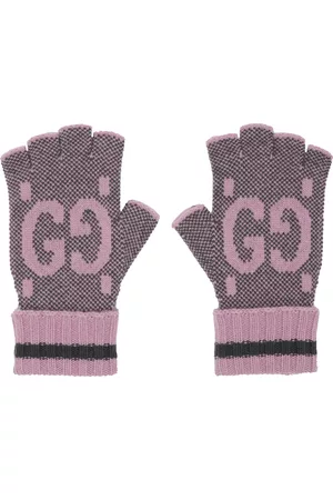 Gucci Pink & Gray Fingerless Gloves