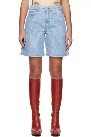 Stella McCartney Women Shorts - Blue Crinkle Denim Shorts