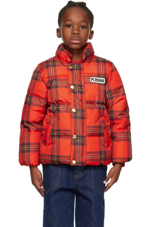 Mini Rodini Puffer Jackets - Kids Red Check Puffer Jacket
