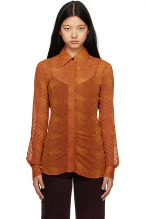 Victoria Beckham Orange Fitted Shirt