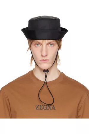 Z Zegna Men Hats - Black Chin Strap Bucket Hat
