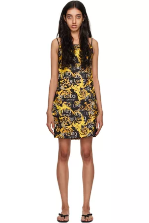 VERSACE Black Printed Minidress
