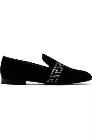 VERSACE Black Studded Greca Loafers