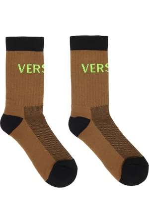VERSACE Brown & Black Logo Socks