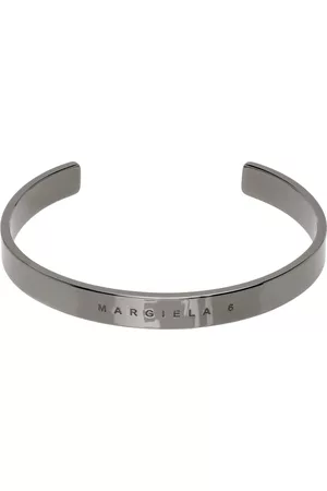 Maison Margiela Gunmetal Engraved Cuff Bracelet