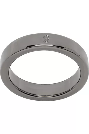 Maison Margiela Gunmetal Minimal Logo Thin Ring