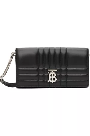 Burberry Porter Black Grained Leather Branded Logo Embossed Clutch Flap  Wallet