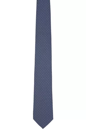 Salvatore Ferragamo Men Neckties - Navy Gancini Print Tie