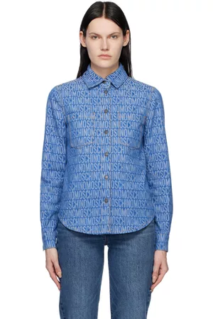 Moschino Women Denim Shirts - Blue Jacquard Denim Shirt