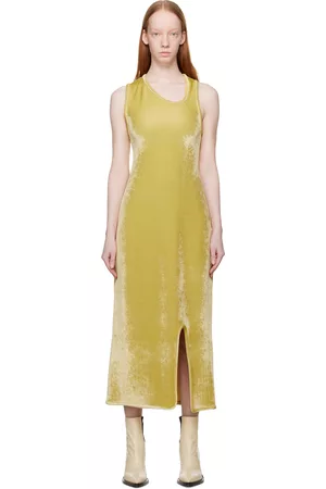 Jil Sander Yellow Asymmetric Midi Dress