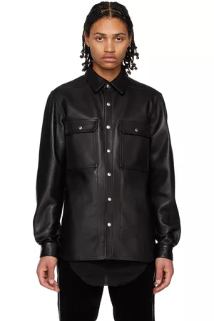 Rick Owens Black Outershirt Leather Jacket
