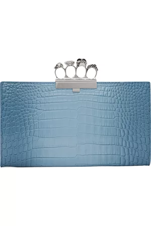 Alexander McQueen Women Clutches - Blue Jewelled Flat Clutch