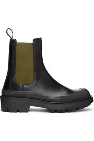 Alexander McQueen Men Chelsea Boots - Black Leather Chelsea Boots