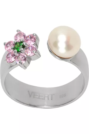 Veert Men Rings - White Gold Pearl Flower Ring
