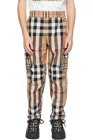 Burberry Kids Beige Contrast Check Trousers