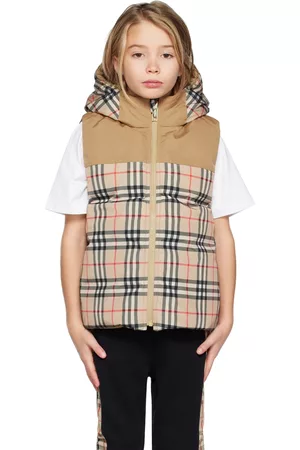 Burberry Accessories - Kids Beige Vintage Check Reversible Down Vest