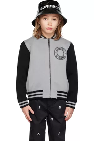 Burberry Bomber Jackets - Kids Gray Embroidered Bomber Jacket