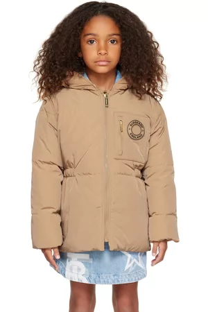 Girls Khaki Patch Pocket Puffer Jacket