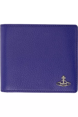 Vivienne Westwood Men Wallets - Blue Leather Bifold Wallet