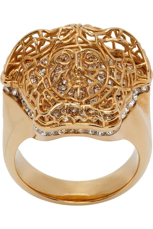 VERSACE Men Rings - Gold Crystal Medusa Ring
