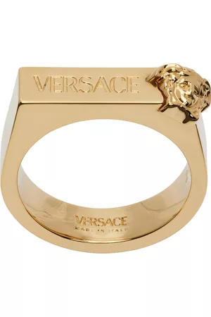 VERSACE Men Rings - Gold Engraved Ring