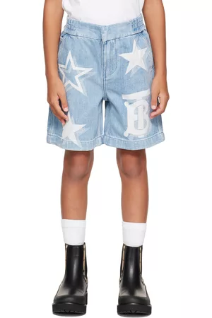 Burberry Shorts - Kids Blue TB Star Print Denim Shorts