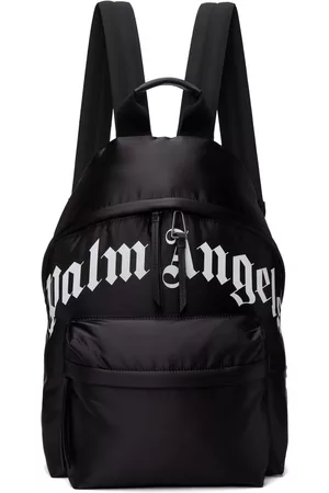 Palm Angels Black Curved Logo Backpack