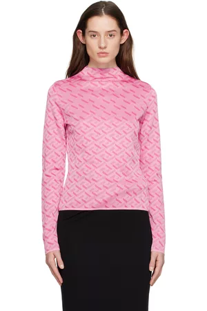VERSACE Pink 'La Greca' Long Sleeve Crewneck