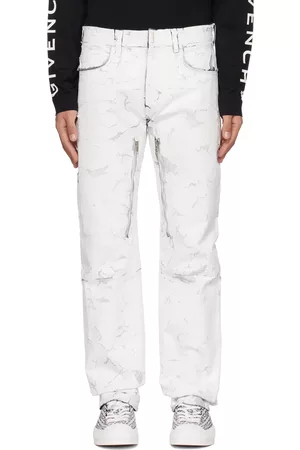 Givenchy White Crackled Zip Jeans