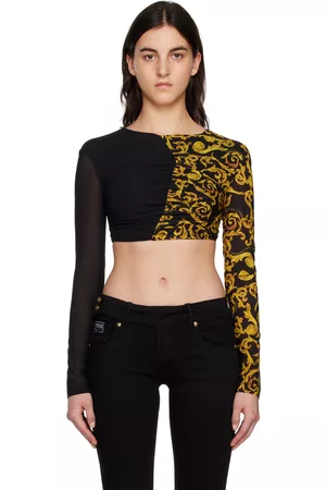 VERSACE Black & Yellow Cropped Blouse