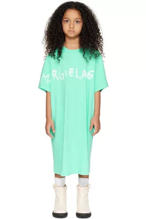 Maison Margiela Girls Printed Dresses - Kids Blue Printed Dress
