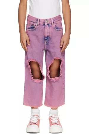 Maison Margiela Jeans - Kids Pink Distressed Jeans