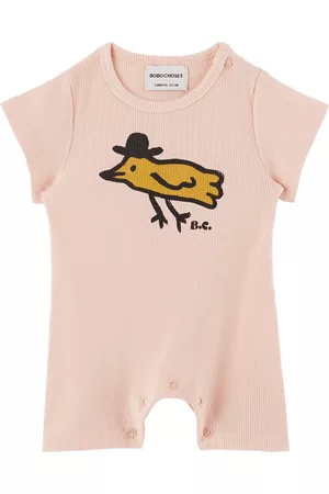 Bobo Choses Jumpsuits - Baby Pink Mr. Birdie Jumpsuit