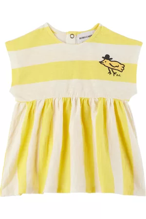 Bobo Choses Girls Graduation Dresses - Baby Yellow Stripes Dress