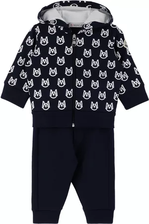 Moncler Baby Navy Monogram Hoodie & Lounge Pants Set