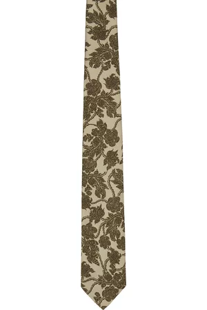 DRIES VAN NOTEN Beige & Brown Floral Tie