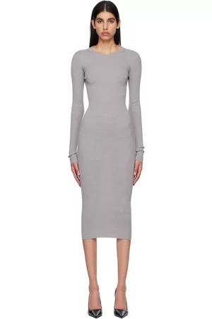 WARDROBE.NYC Gray Long Sleeve Midi Dress