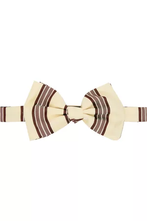 DRIES VAN NOTEN Beige & Brown Striped Bow Tie