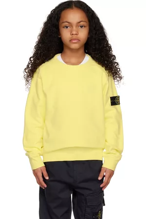 Stone Island Kids Yellow Garment-Dyed Sweatshirt